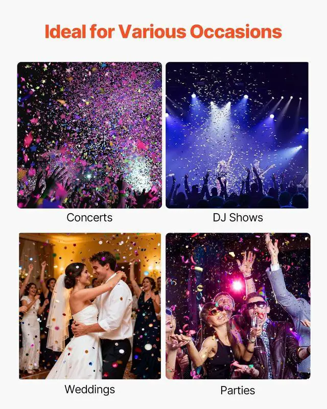 Alt view image 6 of 7 - Electric Confetti Cannon Machine, High Output 4-Shot Confetti Launcher, DMX512, Manual & Remote Control, Portable Confe-tti Shooter for Wedding Christmas DJ Party Event Show Stage Nightclub