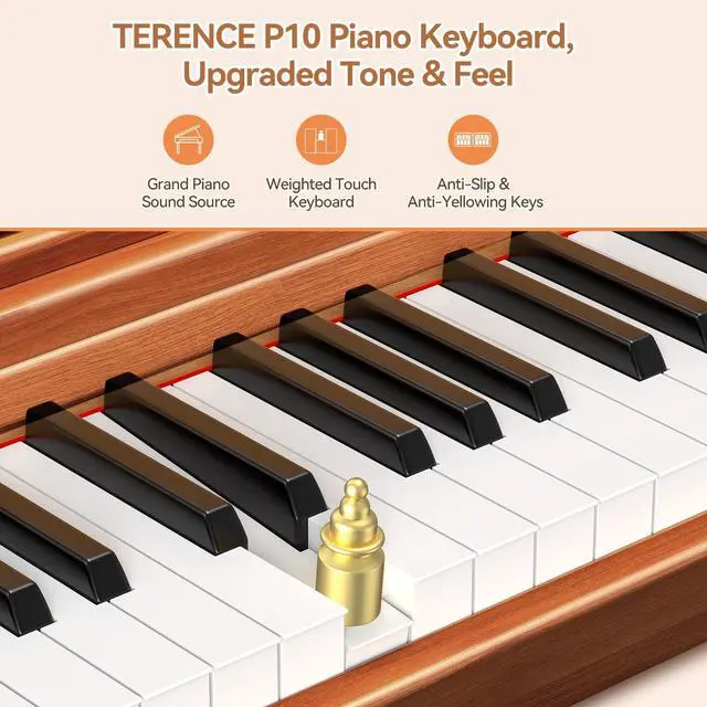 Alt view image 3 of 7 - P10 Weighted Keyboard Piano 88 Keys,Full-Size Electric Piano for Beginners,Digital Piano 88 Key Semi-Weighted Keyboard with Stand,Triple Pedal,Music Stand,Power Adapter