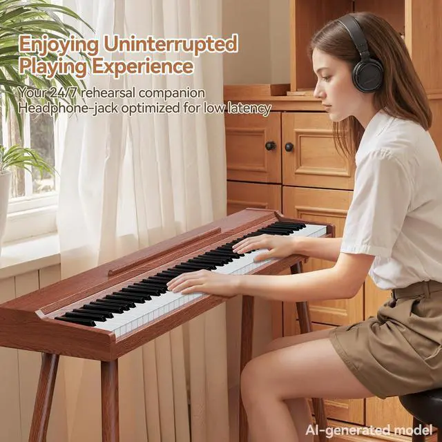 Alt view image 7 of 7 - P10 Weighted Keyboard Piano 88 Keys,Full-Size Electric Piano for Beginners,Digital Piano 88 Key Semi-Weighted Keyboard with Stand,Triple Pedal,Music Stand,Power Adapter