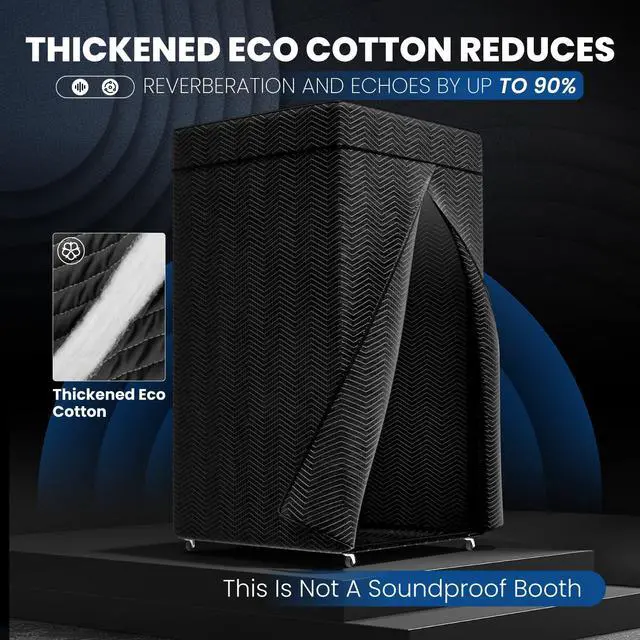 Alt view image 2 of 7 - Portable Recording Booth Sound Booth for Recording Echo-Free Vocals Complete Home Recording Studio Foldable Vocal Booth with Travel Bag for Voiceovers, Podcasts & Music (XL Booth)