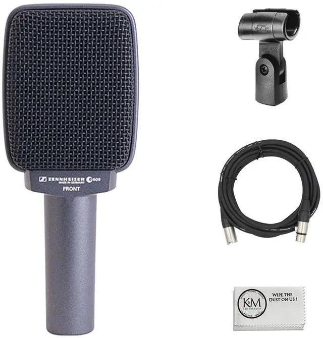 Main image of E609 Silver Instrument Microphone Bundle with 20ft XLR Cable + Cleaning Cloth (3 Items)