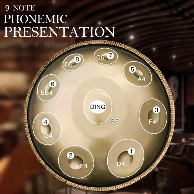 Alt view image 3 of 7 - 22 Inches Handpan Drum, 440Hz 9 Notes D Minor Kurd Hand Pan Drum, Professional Concert Sound Handpan Drums for Adults Complete Kit Includes Bag Stand Sticks (9 Notes, 440Hz)