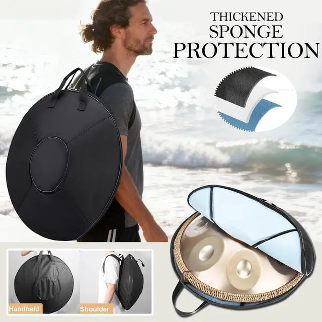 Alt view image 6 of 7 - 22 Inches Handpan Drum, 440Hz 9 Notes D Minor Kurd Hand Pan Drum, Professional Concert Sound Handpan Drums for Adults Complete Kit Includes Bag Stand Sticks (9 Notes, 440Hz)