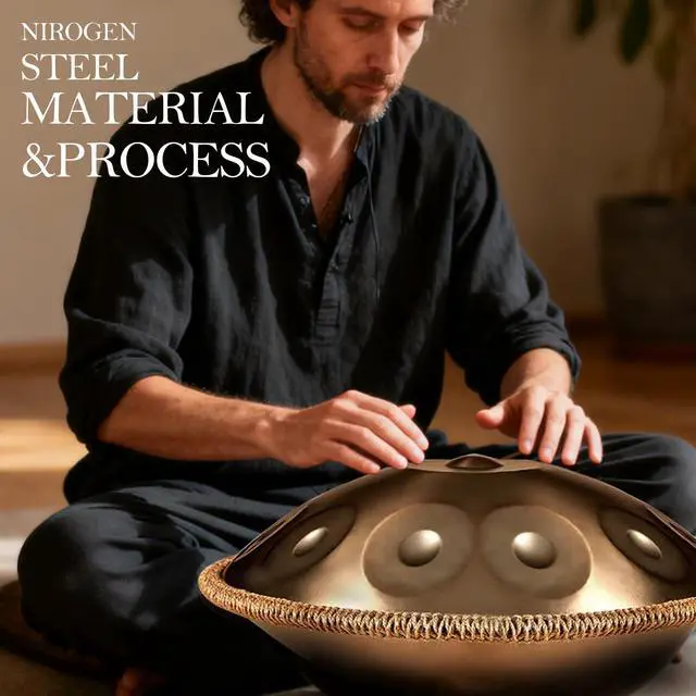 Alt view image 7 of 7 - 22 Inches Handpan Drum, 440Hz 9 Notes D Minor Kurd Hand Pan Drum, Professional Concert Sound Handpan Drums for Adults Complete Kit Includes Bag Stand Sticks (9 Notes, 440Hz)