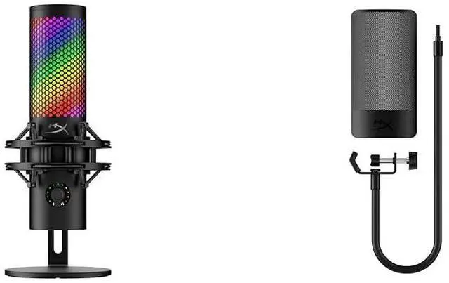 Main image of Bundle of QuadCast 2 S USB Microphone, with RGB Lighting, with On-Board Controls, LED Lighting, Removable Shock Mount, PC, Mac, USB-C - Black + Shield Microphone Pop Filter