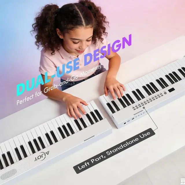 Alt view image 3 of 7 - 88 Key Portable Piano Keyboard, Magnetic Semi-Weighted Electric Piano | Velocity-Sensitive Keys, 900 Tones & 700 Rhythms, Bluetooth & USB-MIDI, Rechargeable for Beginners Home Travel