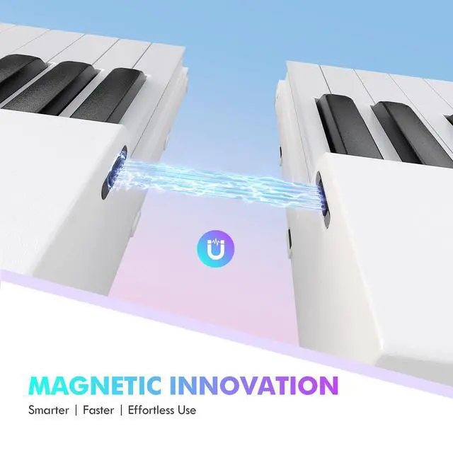 Alt view image 2 of 7 - 88 Key Portable Piano Keyboard, Magnetic Semi-Weighted Electric Piano | Velocity-Sensitive Keys, 900 Tones & 700 Rhythms, Bluetooth & USB-MIDI, Rechargeable for Beginners Home Travel