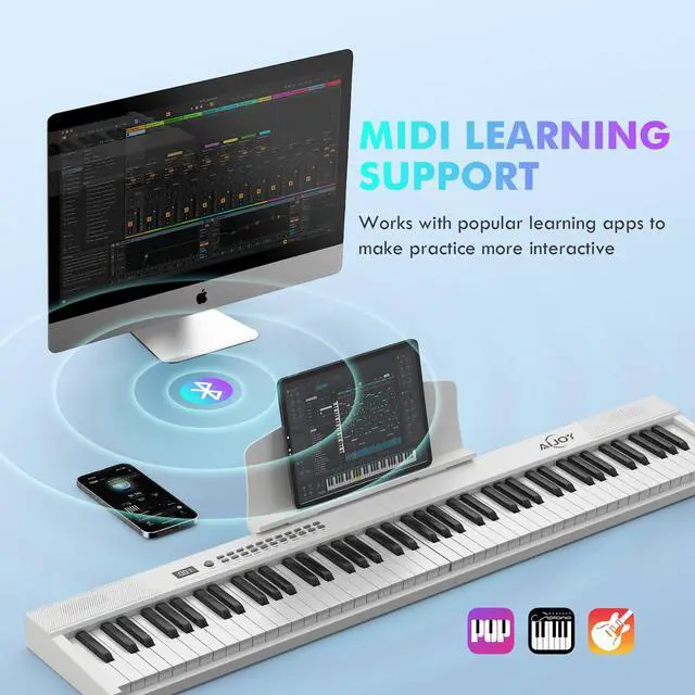 Alt view image 7 of 7 - 88 Key Portable Piano Keyboard, Magnetic Semi-Weighted Electric Piano | Velocity-Sensitive Keys, 900 Tones & 700 Rhythms, Bluetooth & USB-MIDI, Rechargeable for Beginners Home Travel