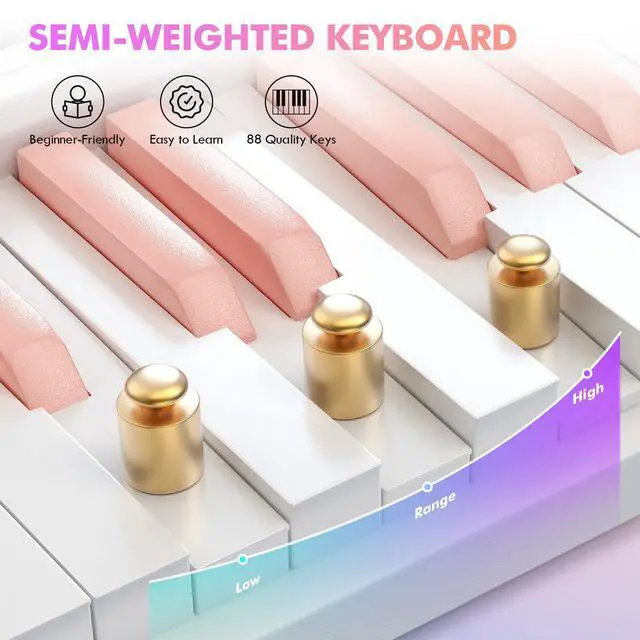 Alt view image 4 of 7 - 88-Key Split Portable Piano Keyboard with Velocity-Sensitive Keys | Magnetic Detachable Design, 900 Tones&700 Rhythms&110 Demos, USB-MIDI, Carry Case Included, Ideal for Beginner Gift Girls