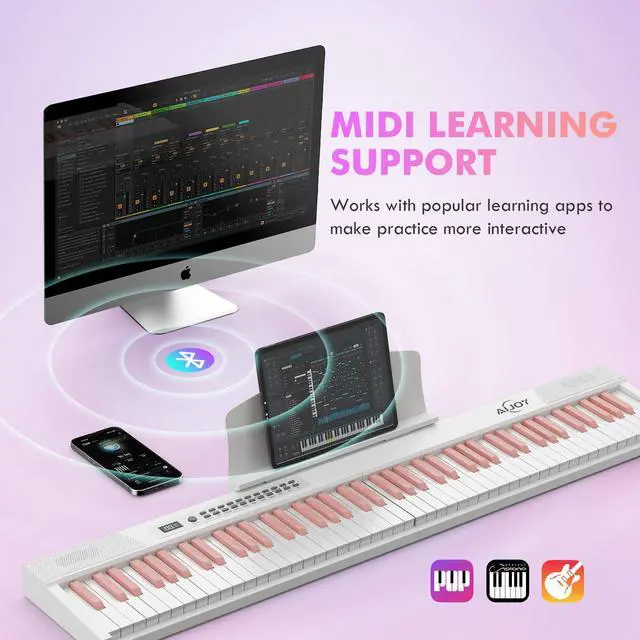 Alt view image 7 of 7 - 88-Key Split Portable Piano Keyboard with Velocity-Sensitive Keys | Magnetic Detachable Design, 900 Tones&700 Rhythms&110 Demos, USB-MIDI, Carry Case Included, Ideal for Beginner Gift Girls