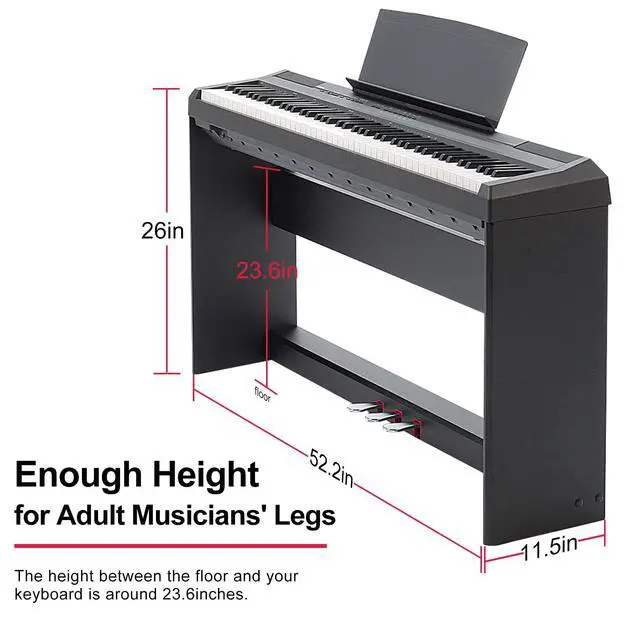 Alt view image 2 of 7 - L125B Wooden Furniture Stand Compatible for Yamaha P-125,P-128 Keyboard,with Traditional Piano 3-Pedal Unit,Black (P-125 WS)