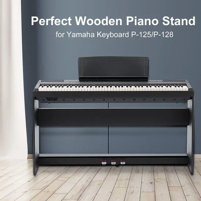 Alt view image 5 of 7 - L125B Wooden Furniture Stand Compatible for Yamaha P-125,P-128 Keyboard,with Traditional Piano 3-Pedal Unit,Black (P-125 WS)