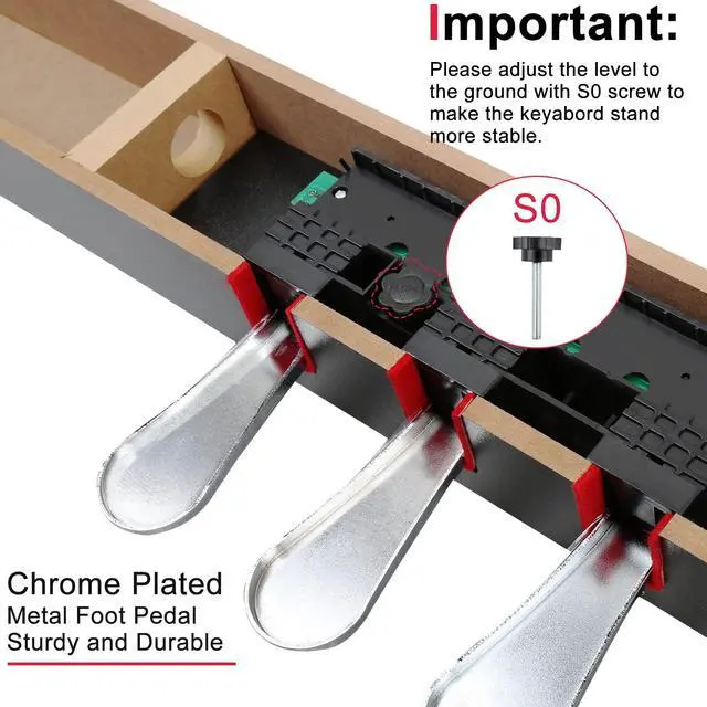 Alt view image 6 of 7 - L125B Wooden Furniture Stand Compatible for Yamaha P-125,P-128 Keyboard,with Traditional Piano 3-Pedal Unit,Black (P-125 WS)