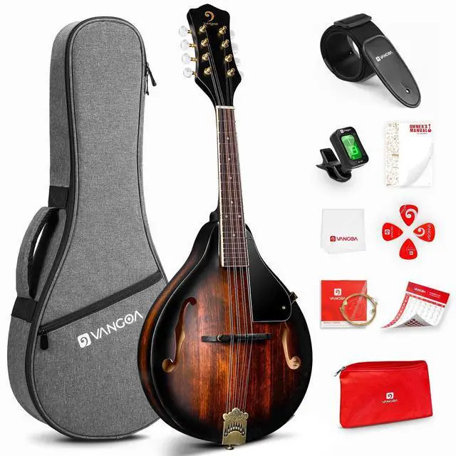 Main image of Mandolin Instrument A Style, Acoustic Mandolin Musical Instrument Solid Spruce Top 8 String for Beginners, Adults, Teens, Dark Brown