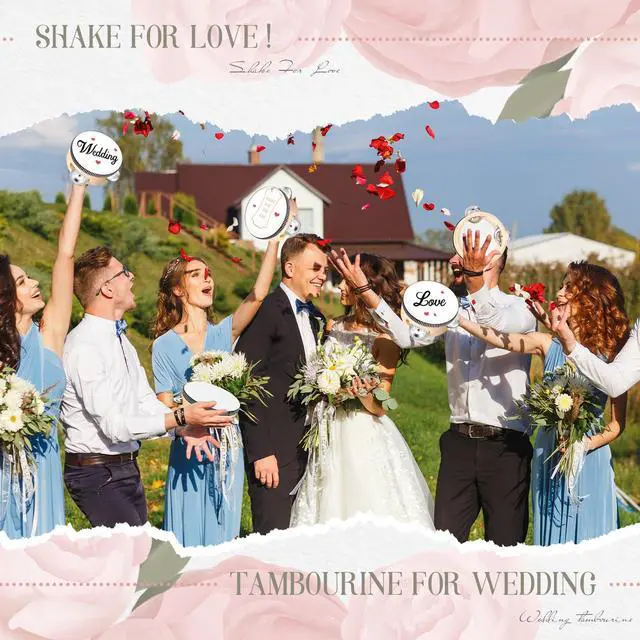 Alt view image 3 of 6 - 36 Set 6 Inch Tambourines Bulk for Adults Christmas Bulk Wooden Hand Held Drum with Metal Jingles, Tags, Tambourine Gift Musical Instrument for Church Wedding Party Favor(White Style)