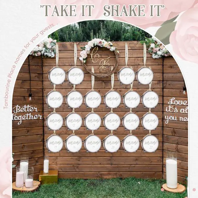 Alt view image 4 of 6 - 36 Set 6 Inch Tambourines Bulk for Adults Christmas Bulk Wooden Hand Held Drum with Metal Jingles, Tags, Tambourine Gift Musical Instrument for Church Wedding Party Favor(White Style)