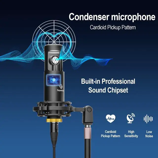 Alt view image 2 of 7 - Podcast Equipment Bundle for 2 with Dual XLR-3.5 Condenser Micophones with Mic Pop Filters Audio Equipment for Live Streaming/ Recording, Online Gaming for Phone/ Laptop/ PC Audio Interface M100