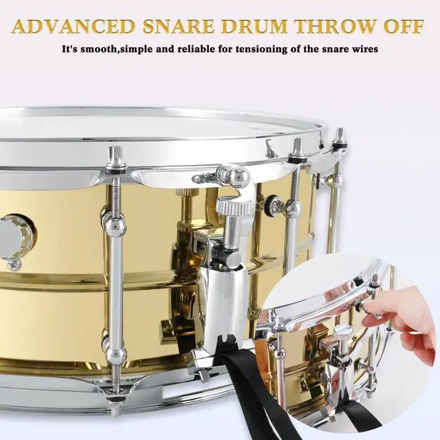 Alt view image 2 of 7 - Snare Drum 14 X5.5 Inches Professional Snares for Drummer, Adult, Advanced Drum Set Snare Drums (Brass Color)