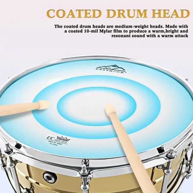 Alt view image 4 of 7 - Snare Drum 14 X5.5 Inches Professional Snares for Drummer, Adult, Advanced Drum Set Snare Drums (Brass Color)