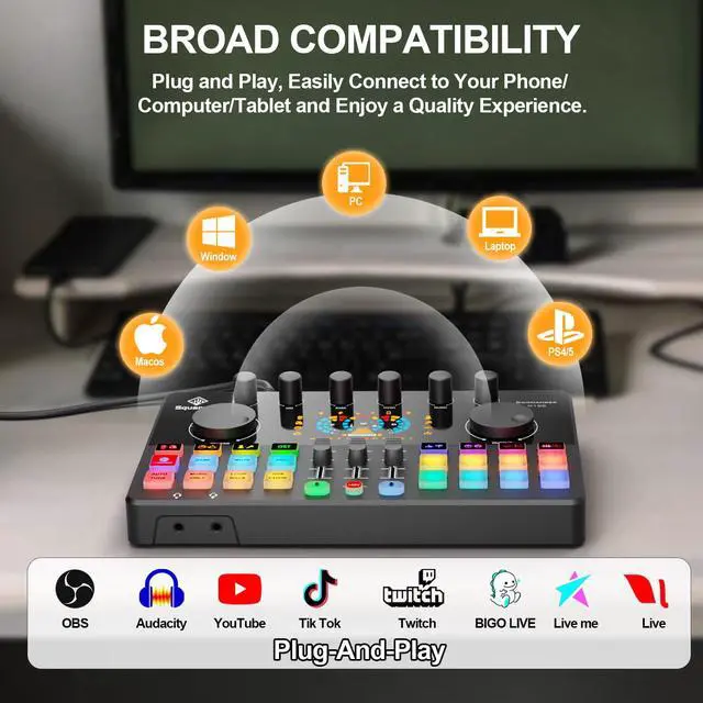 Alt view image 5 of 7 - Podcast Equipment Bundle for 2 with Dual XLR-3.5 Condenser Micophones with Mic Pop Filters Audio Equipment for Live Streaming/ Recording, Online Gaming for Phone/ Laptop/ PC Audio Interface M100