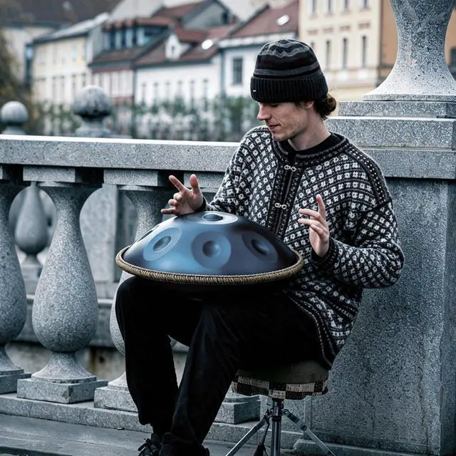 Alt view image 7 of 7 - Handpan Drum 22 Inch for Adults 10 Notes - Hand Pan Drum(Blue) | Hand Drum D Minor Kurd 440Hz Professional Hand Pan,Handpan Instrument,Premium Steel Drum