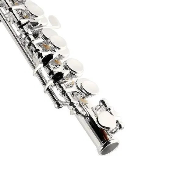 Alt view image 3 of 7 - Silver-Plated Piccolo Key of C 2-Piece Keys for Beginner, Kids, Student with Hard Case, Cleaning Rod, Cloth and Gloves