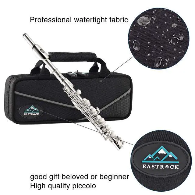 Alt view image 6 of 7 - Silver-Plated Piccolo Key of C 2-Piece Keys for Beginner, Kids, Student with Hard Case, Cleaning Rod, Cloth and Gloves