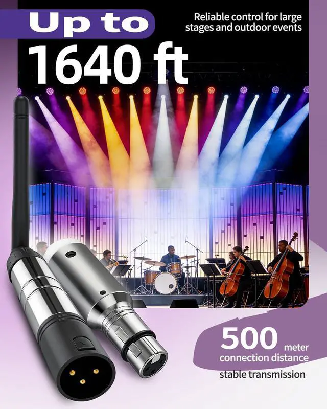 Alt view image 6 of 7 - Wireless DMX512 Transmitter Receiver Kit, 2.4GHz Stage Lighting Control System, 1 Transmitter 3 Receivers, 7 Groups ID, 126 Channels, Long Range Stable Signal for DJ Party Club Disco Lighting