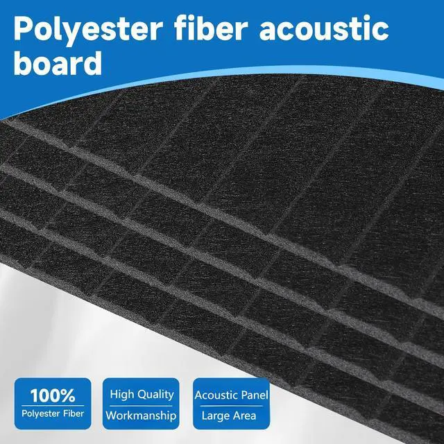 Alt view image 3 of 7 - Large Acoustic Panels for Wall Sound Proof Sound Dampening Panels for Wall Decor and Ceilings 47.2 x 23.6 x 0.4 Inch Polyester Fiber Noise Absorb Panels for Bedroom Home Studio Office (Black, 5 Pack)