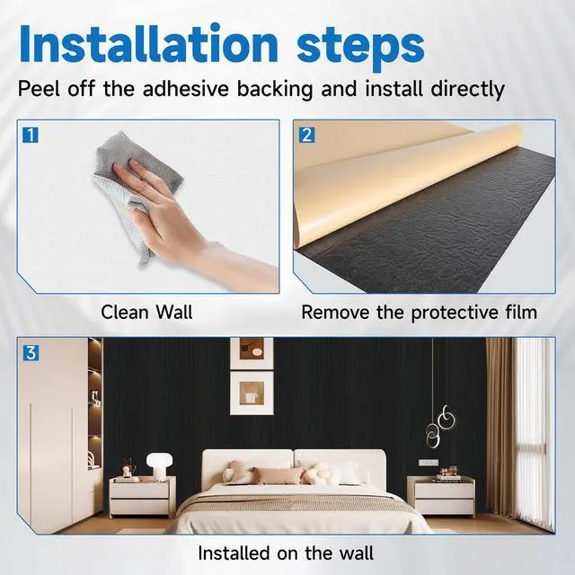 Alt view image 4 of 7 - Large Acoustic Panels for Wall Sound Proof Sound Dampening Panels for Wall Decor and Ceilings 47.2 x 23.6 x 0.4 Inch Polyester Fiber Noise Absorb Panels for Bedroom Home Studio Office (Black, 5 Pack)