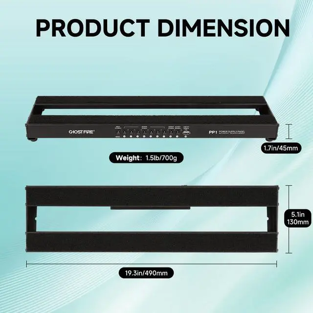 Alt view image 2 of 7 - Ghost Fire Small Guitar Pedal Board with Built-in Isolated Power Supply 19.3''x5.1'' Portable Aluminum Alloy Effect Pedalboard with Carry Bag,PP series (PP1)