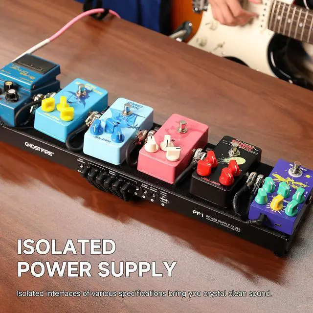 Alt view image 4 of 7 - Ghost Fire Small Guitar Pedal Board with Built-in Isolated Power Supply 19.3''x5.1'' Portable Aluminum Alloy Effect Pedalboard with Carry Bag,PP series (PP1)