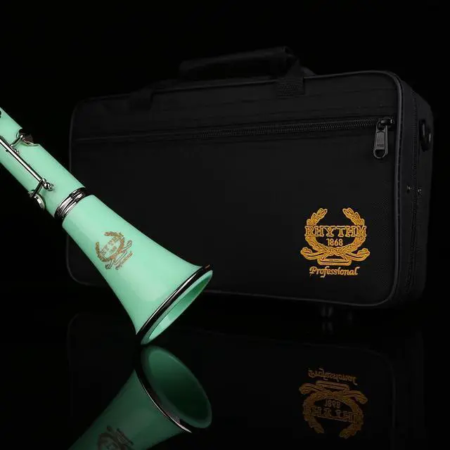 Alt view image 6 of 7 - Bb Clarinet 17 Nickel Keys Woodwind Band & Orchestra Musical Instruments for Beginners Includes Case, Stand, 10 Reeds and Cleaning Kit-Green