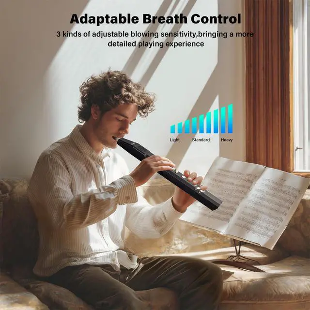 Alt view image 5 of 7 - Portable Digital Wind Instrument Mini Electric Saxophone for Beginner | 27 Musical Tones, 2 Fingering Modes, 5-Octave Range, Rechargeable, Bluetooth MIDI & Headphone Mode, Gift for Adults Teens