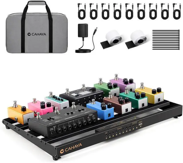 Main image of Guitar Pedal Board Portable - Pedal Board Built-in Power Supply Lightweight Aluminum Alloy Guitar Effect Pedalboard with DC Cables USB Output Carry Bag and Power Adapter 19" x 12" 4.6lbs