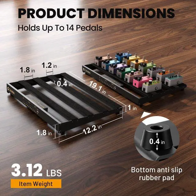 Alt view image 4 of 7 - Guitar Pedal Board Portable - Pedal Board Built-in Power Supply Lightweight Aluminum Alloy Guitar Effect Pedalboard with DC Cables USB Output Carry Bag and Power Adapter 19" x 12" 4.6lbs