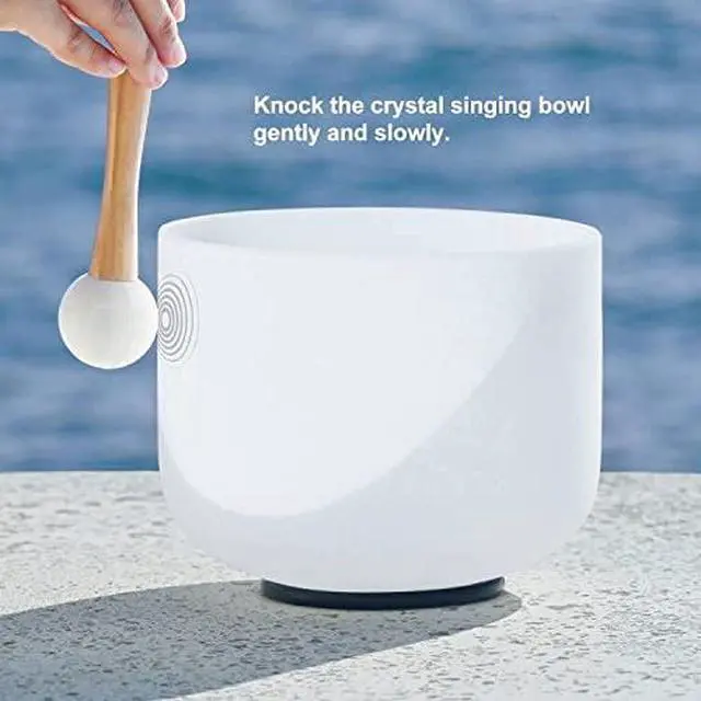 Alt view image 2 of 7 - 11 Inch C Note Root Chakra Frosted Quartz Crystal Singing Bowl | Frosted Chakra Quartz Bowl, Sound Healing Meditation,Mindfulness,Relaxation,with Mallet & O-ring