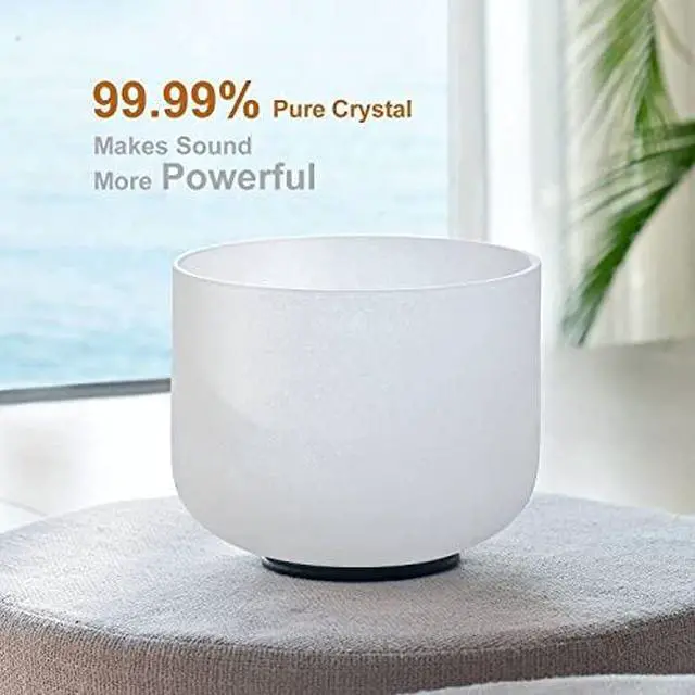 Alt view image 4 of 7 - 11 Inch C Note Root Chakra Frosted Quartz Crystal Singing Bowl | Frosted Chakra Quartz Bowl, Sound Healing Meditation,Mindfulness,Relaxation,with Mallet & O-ring
