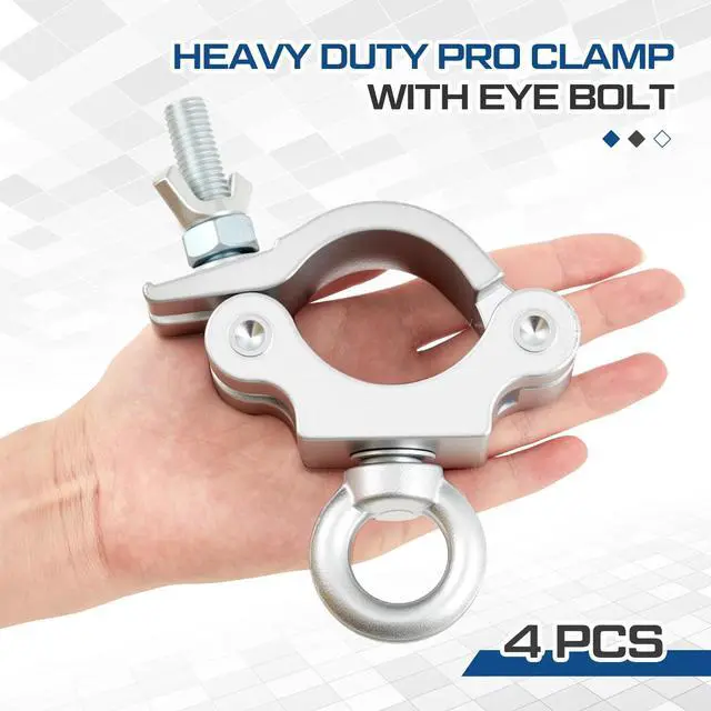 Alt view image 2 of 7 - 4 Pcs Heavy Duty 2 Inch Truss Clamp with Eye Bolt for 48-51mm Truss Tube/Pipe, Aluminum Stage Light Clamps for LED Video Wall and Lighting Mounting
