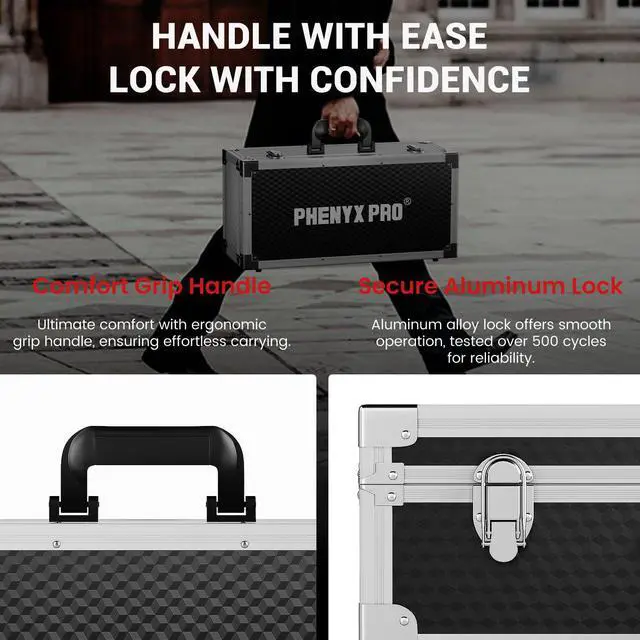 Alt view image 4 of 6 - Storage Case with Pre-Diced Foam and Alloy Frame PCSE-XL | Aluminum Alloy Frame, Protective Gear Storage, Ergonomic Handle, Wireless Mic Systems, Camera Gear