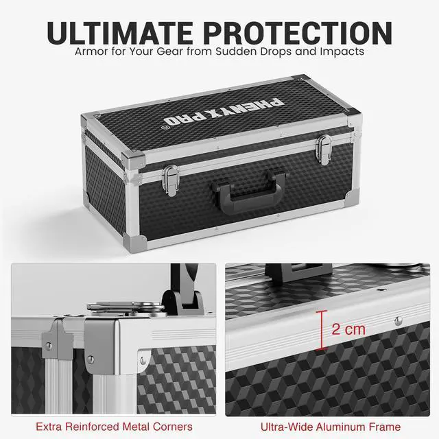 Alt view image 2 of 6 - Storage Case with Pre-Diced Foam and Alloy Frame PCSE-XL | Aluminum Alloy Frame, Protective Gear Storage, Ergonomic Handle, Wireless Mic Systems, Camera Gear
