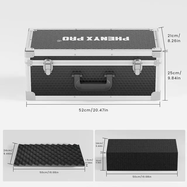 Alt view image 6 of 6 - Storage Case with Pre-Diced Foam and Alloy Frame PCSE-XL | Aluminum Alloy Frame, Protective Gear Storage, Ergonomic Handle, Wireless Mic Systems, Camera Gear