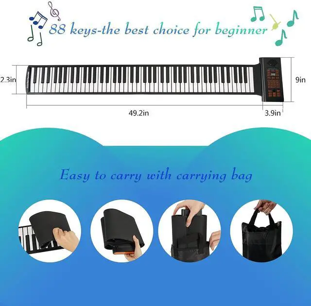 Alt view image 6 of 7 - 88 Keys Roll Up Piano Keyboard, Portable Piano With Storage Bag, Foldable Keyboard Travel Piano for Kids and Adult