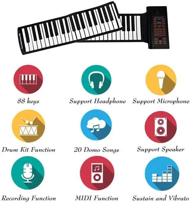 Alt view image 4 of 7 - 88 Keys Roll Up Piano Keyboard, Portable Piano With Storage Bag, Foldable Keyboard Travel Piano for Kids and Adult