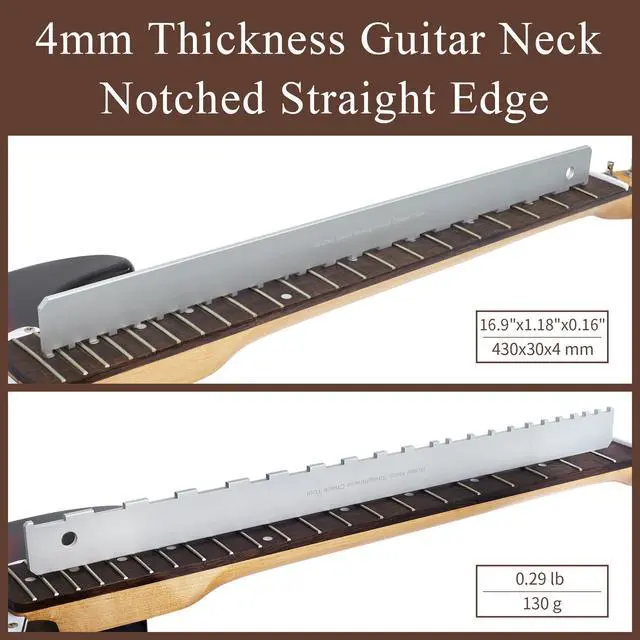 Alt view image 3 of 7 - Luthier Setup Tool Kit, Guitar Fret Leveling Kit for Enthusiasts | 16" Fret Leveling Beam, Neck Notched Straight Edge, Fret Rocker, String Action Gauge, Understring Radius Gauge, Feeler Gauge