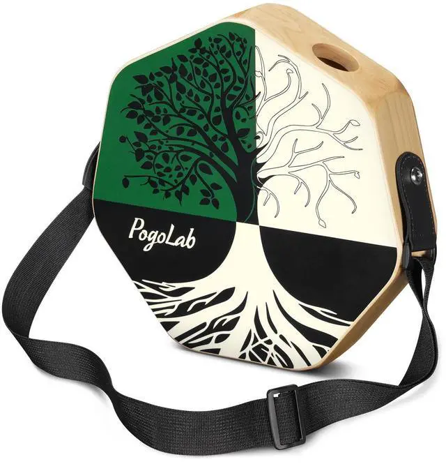 Main image of Three-tone Cajon, Portable Travel Drum Box with Adjustable Strap, Unique Appearance, Easy to Carry, for Home and Outdoor, Beautiful Percussion Instrument Gift (Green & White)