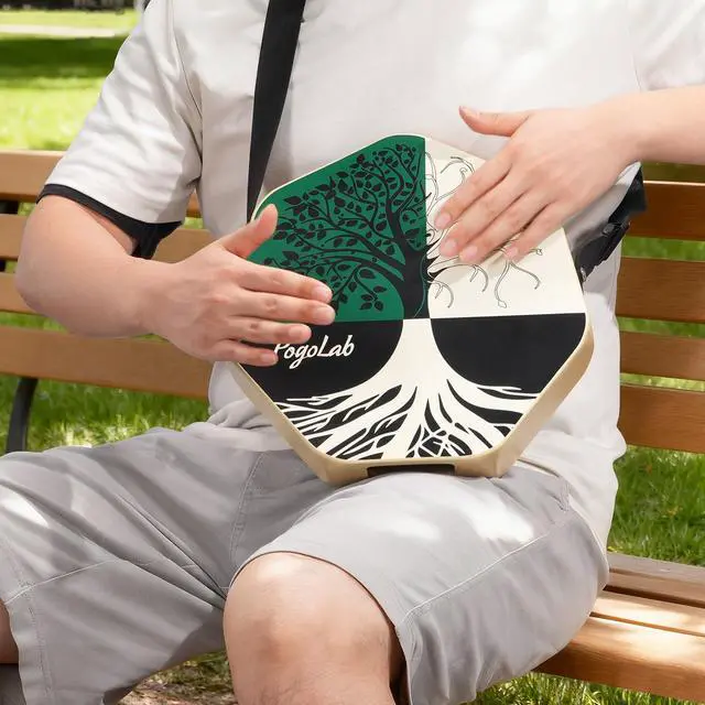 Alt view image 7 of 7 - Three-tone Cajon, Portable Travel Drum Box with Adjustable Strap, Unique Appearance, Easy to Carry, for Home and Outdoor, Beautiful Percussion Instrument Gift (Green & White)