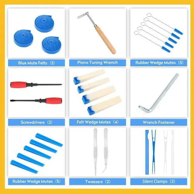 Alt view image 2 of 7 - CONCHACIELO Professional Piano Tuning Kit: Universal Piano Tuning Tools Kit Set with Portable Case,Tuning Wrench, Wrench Fastener, Tuning Mute. for Tuning Beginner, Professional Tuner