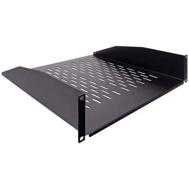 Alt view image 2 of 4 - 2U 19-Inch Universal Vented Rack Mount Cantilever Fixed Server Cabinet Shelf 16-Inches Deep Black