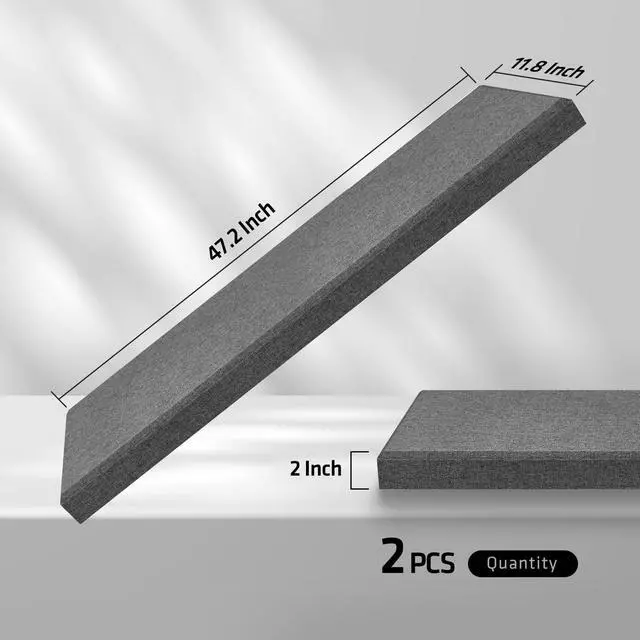 Alt view image 3 of 7 - 2 PCS Fiberglass Acoustic Panels, 48x12x2 Inches Sound Absorbing Panels, Sound Proof Panels for Studios, Office, Home Theater. (Heather)